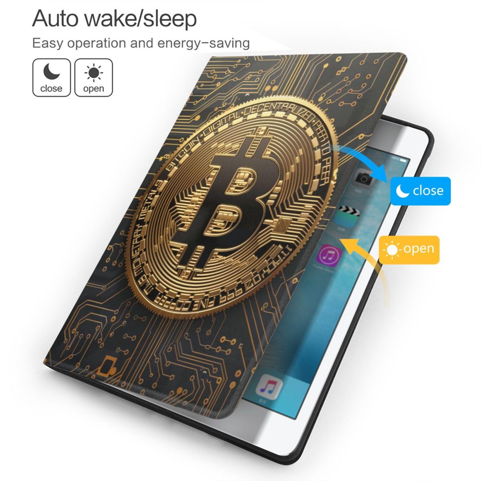 Amazon.com: IYOVI caso para ipad, bitcoin dorado impresión cubierta  protectora a prueba de golpes, iPad 7th 10.2
