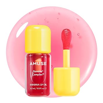 Amuse SEOUL Banana Lip Oil 05 CRANBERRY POP - Moisturzing Lip Oil Stain, Banana Scent, Hydrating Nourshing Crytal Clear Lip Stain, Lightweight Non-Sticky Glossy Finish, Vegan, Korean Beauty Makeup