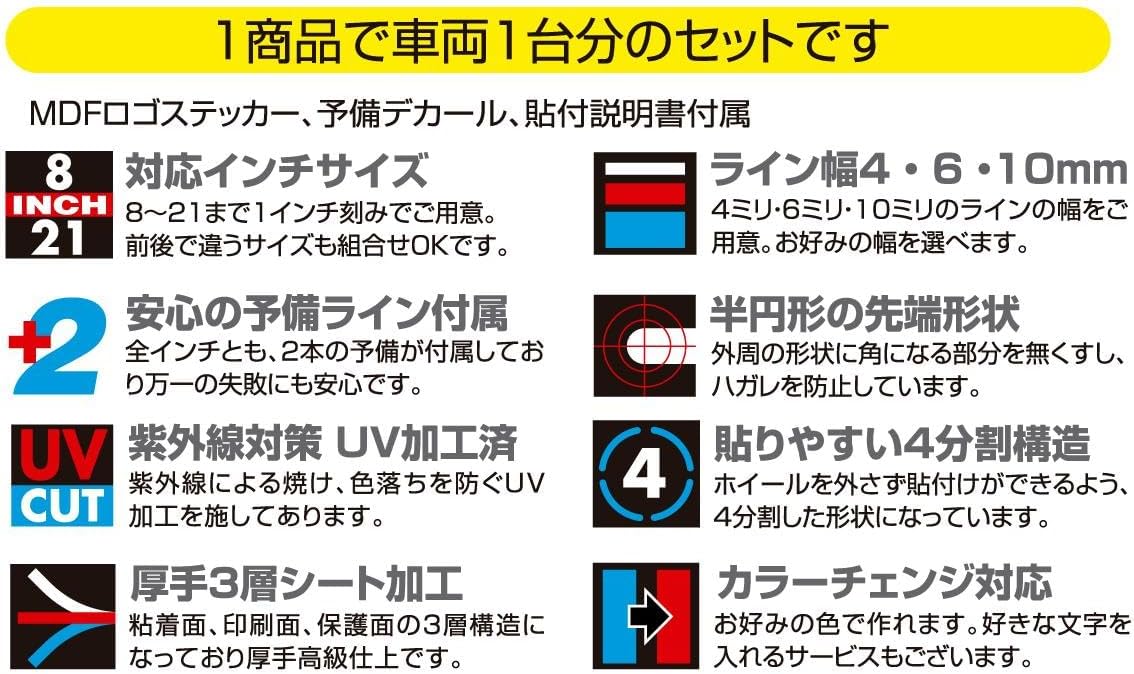 MD F (MDF) Rim Stripe, 18" & 21"