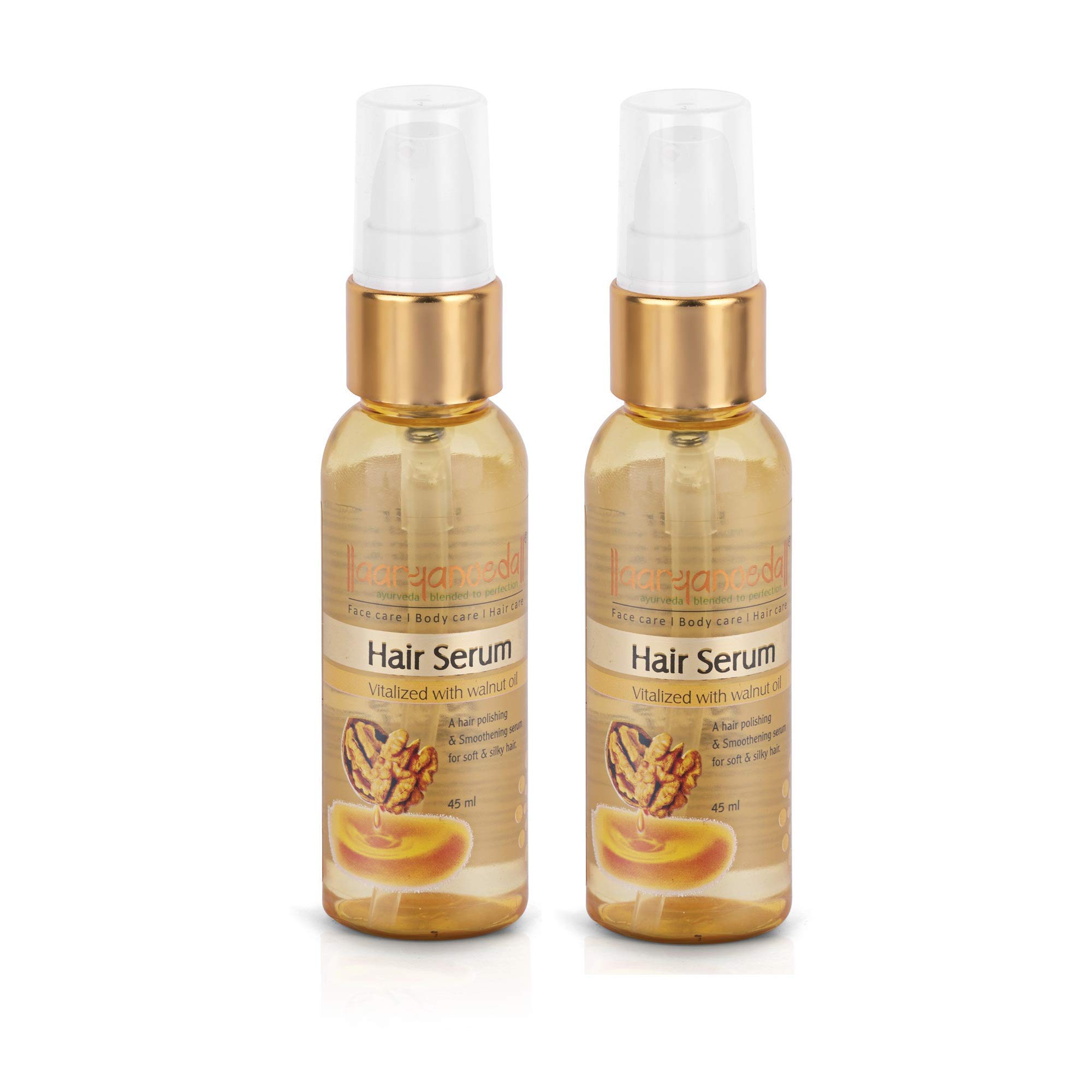 Aryanveda Hair Serum Vitalized with Walnut Oil - Serum for Hair Growth and Straightening, 45 mL (Pack of 2)-image-31