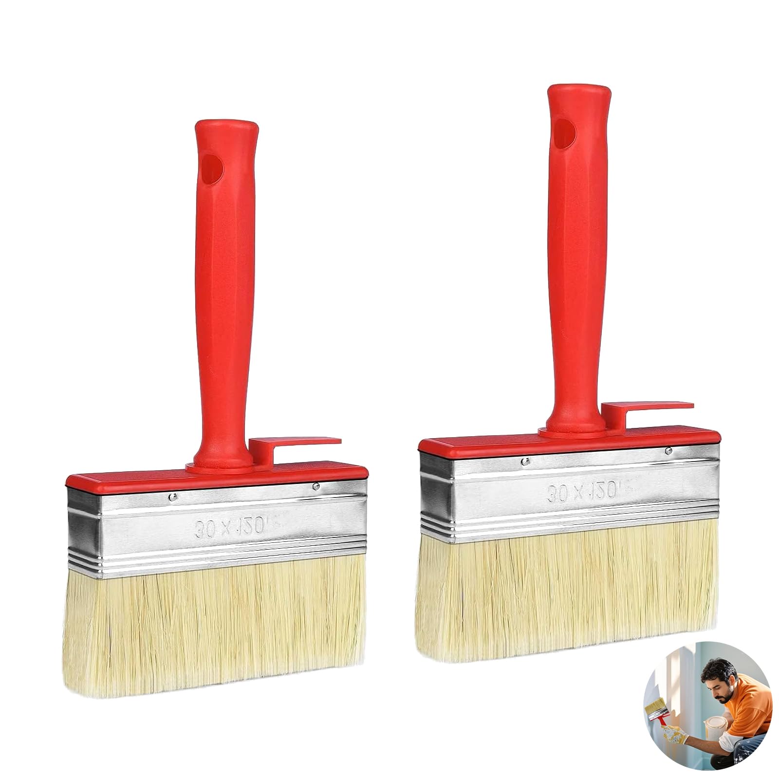 2 PCS Fence Paint Brush, Decking Paint Brush, Fence Brushes for Wood, for Garden, Shed, Painting, Fence, Walls, Door, Wood, Timber, Floor