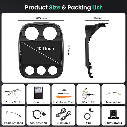 Miniatura 76 de (2+64G) para Jeep Compass Patriot 2010-2016 Android 13 Radio, pantalla táctil de 10.1 pulgadas estéreo de coche con Apple CarPlay Android Auto