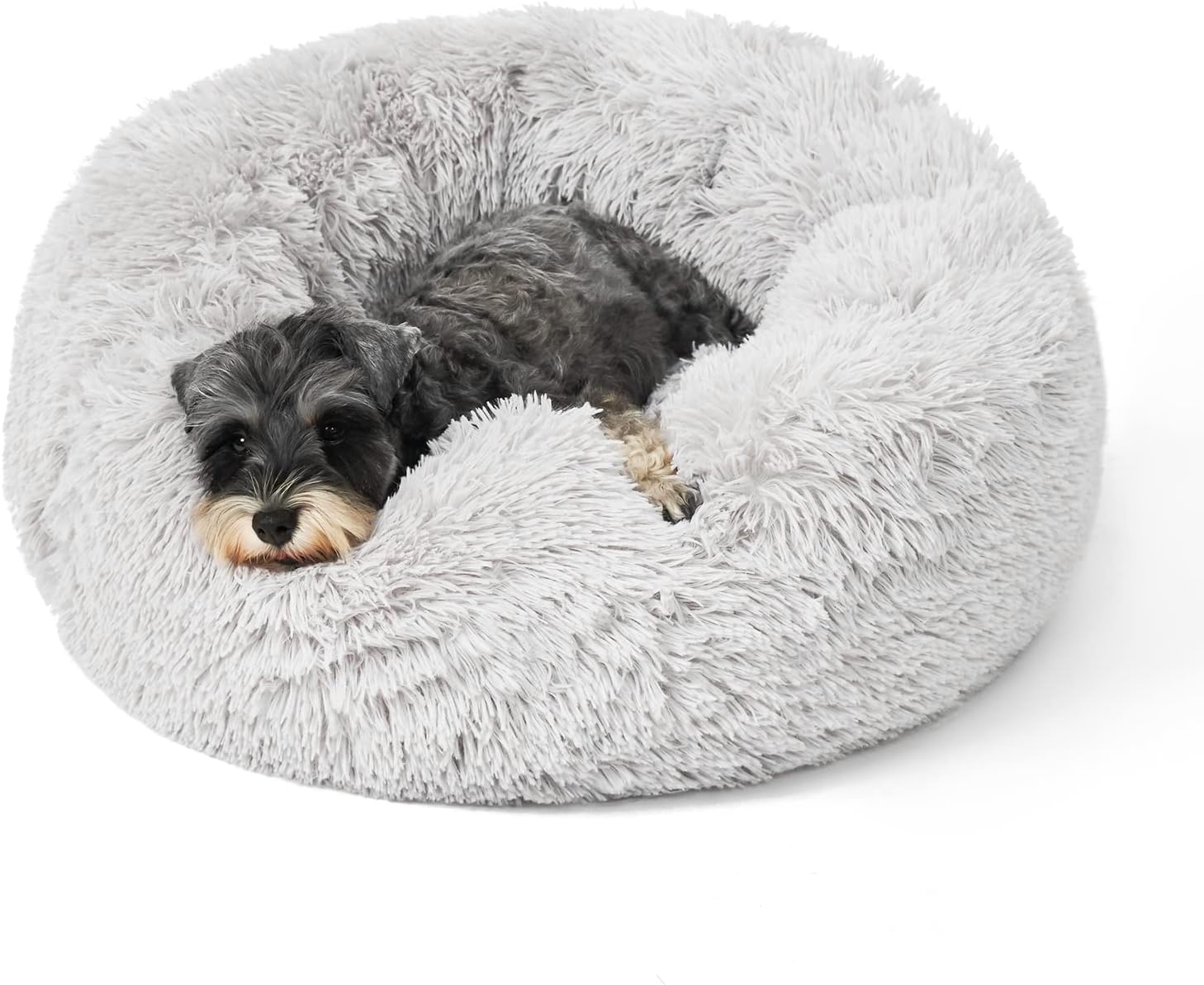 MICOOYO Donut Calming Dog Bed - Round Fluffy Dogs Bed for Cats Puppys, Cuddler Plush Pet Bed for Small Dogs