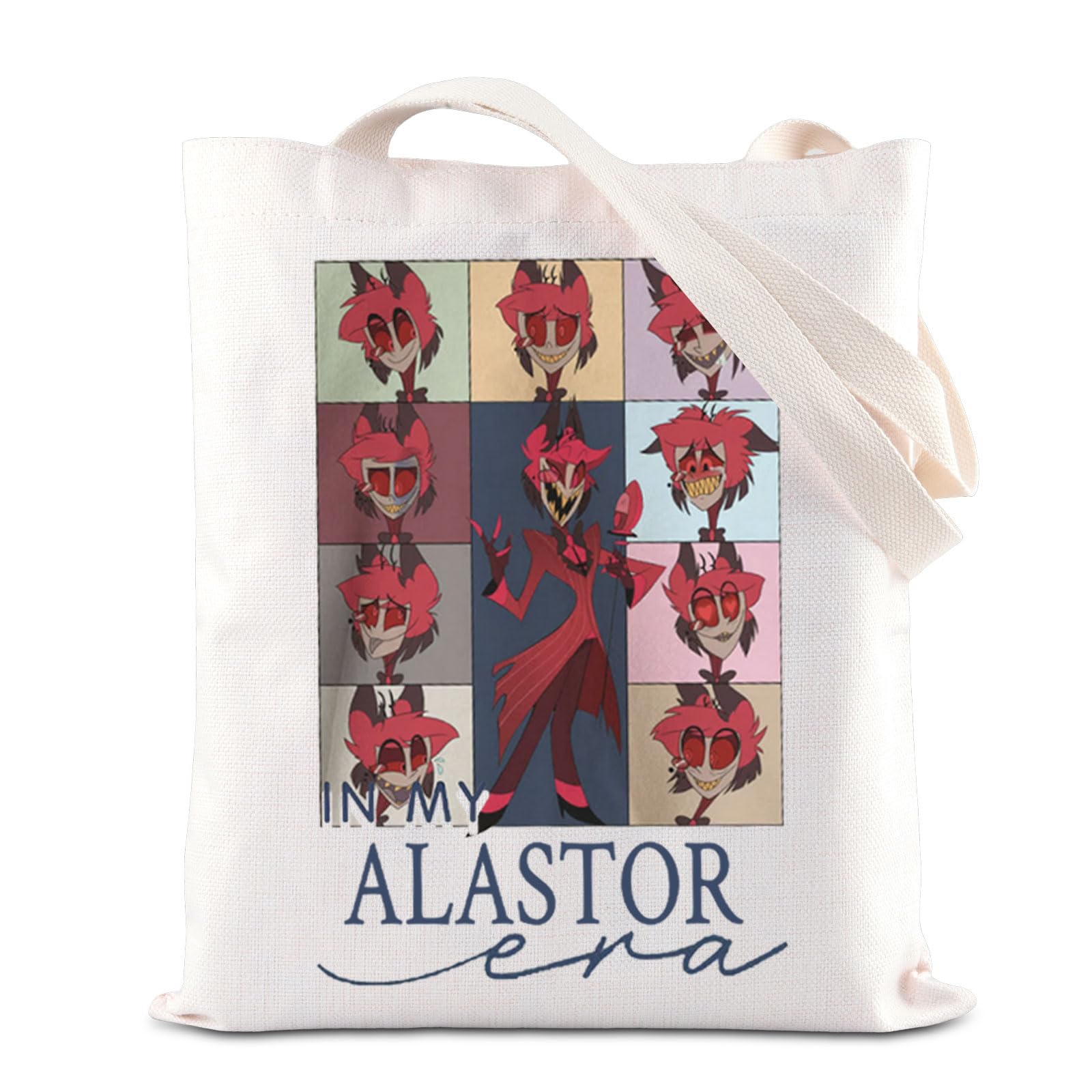 in My Alastor Era Tote Bag Cartoon Characters Fans Gift Alastor Demon Lover Reusable Grocery Bags Hazbin Anime Merch (Alastor ERA)