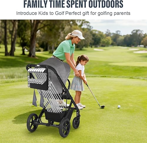 Miniatura 6 de Accesorio para cochecito de golf, soporte universal de acero para cochecitos, capacidad de 16 palos y 12 pelotas con correas ajustables, se adapta a