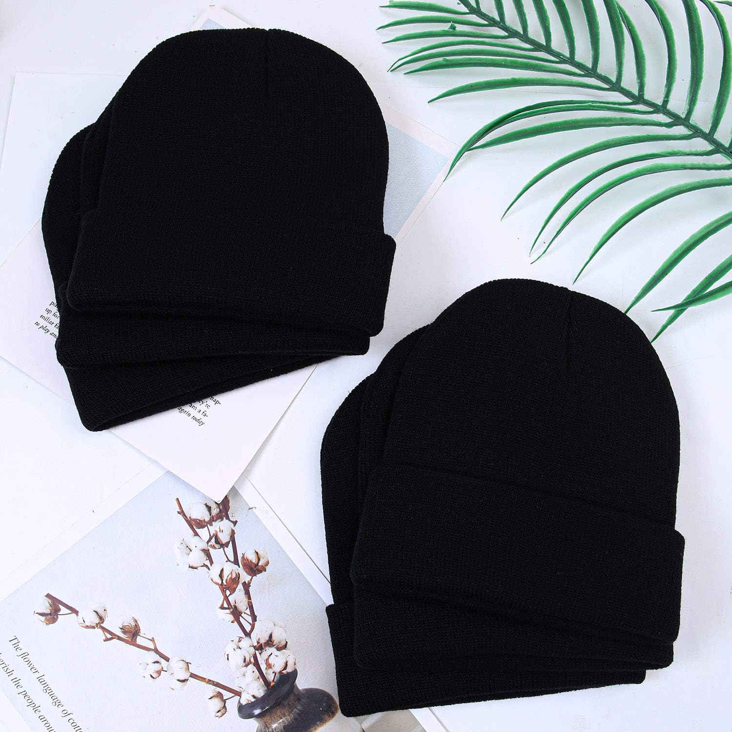 Cooraby 6 Pack Kids Winter Beanies Acrylic Knit Stretchy Beanies Caps for Boys and Girls - Image 5