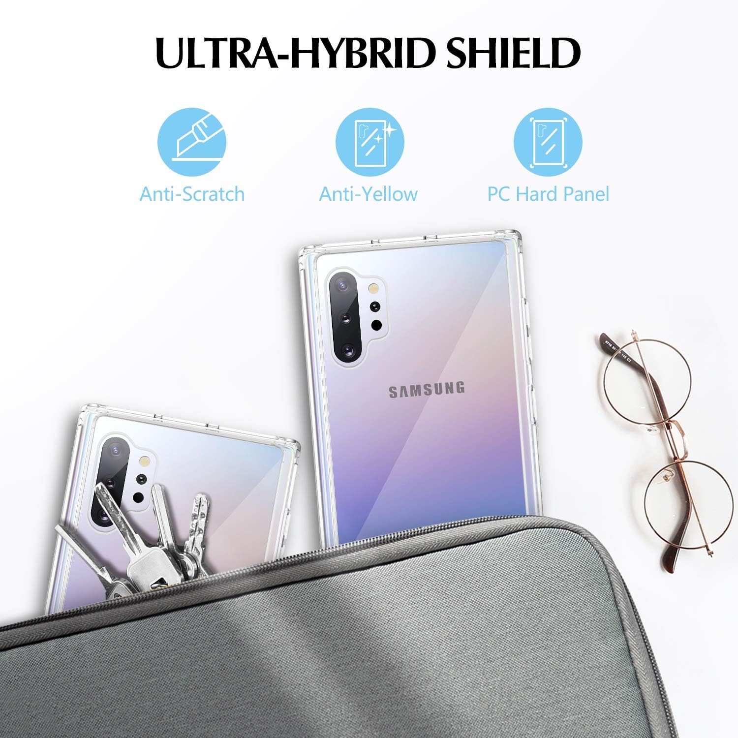 TiMOVO Cover Compatible with Galaxy Note 10 Plus Case/Galaxy Note 10+ 5G Case, Slim PC Hard Panel TPU Bumper Shockproof Case Fit Samsung Galaxy Note 10 Plus/10+ 5G 6.8 inch 2019 - Clear