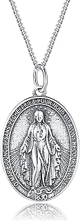 Rnivida 925 Sterling Silver Miraculous Medal Virgin Mary Pendant Necklace Religious Jewelry Gifts For Her