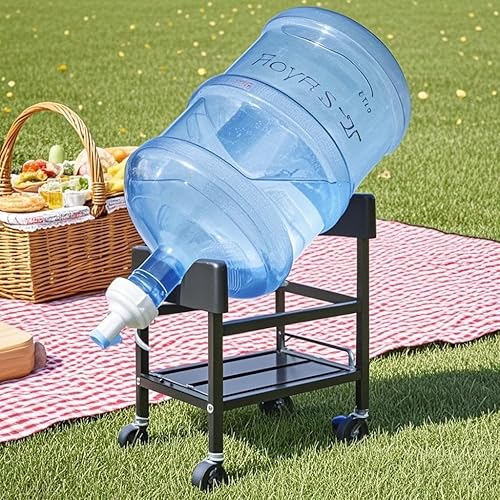 Miniatura 2 de Dispensador de jarra de agua de 5 galones con rueda, negro, FZ241125, metal y plástico, dispensador de agua, dispensador de bebidas por gravedad