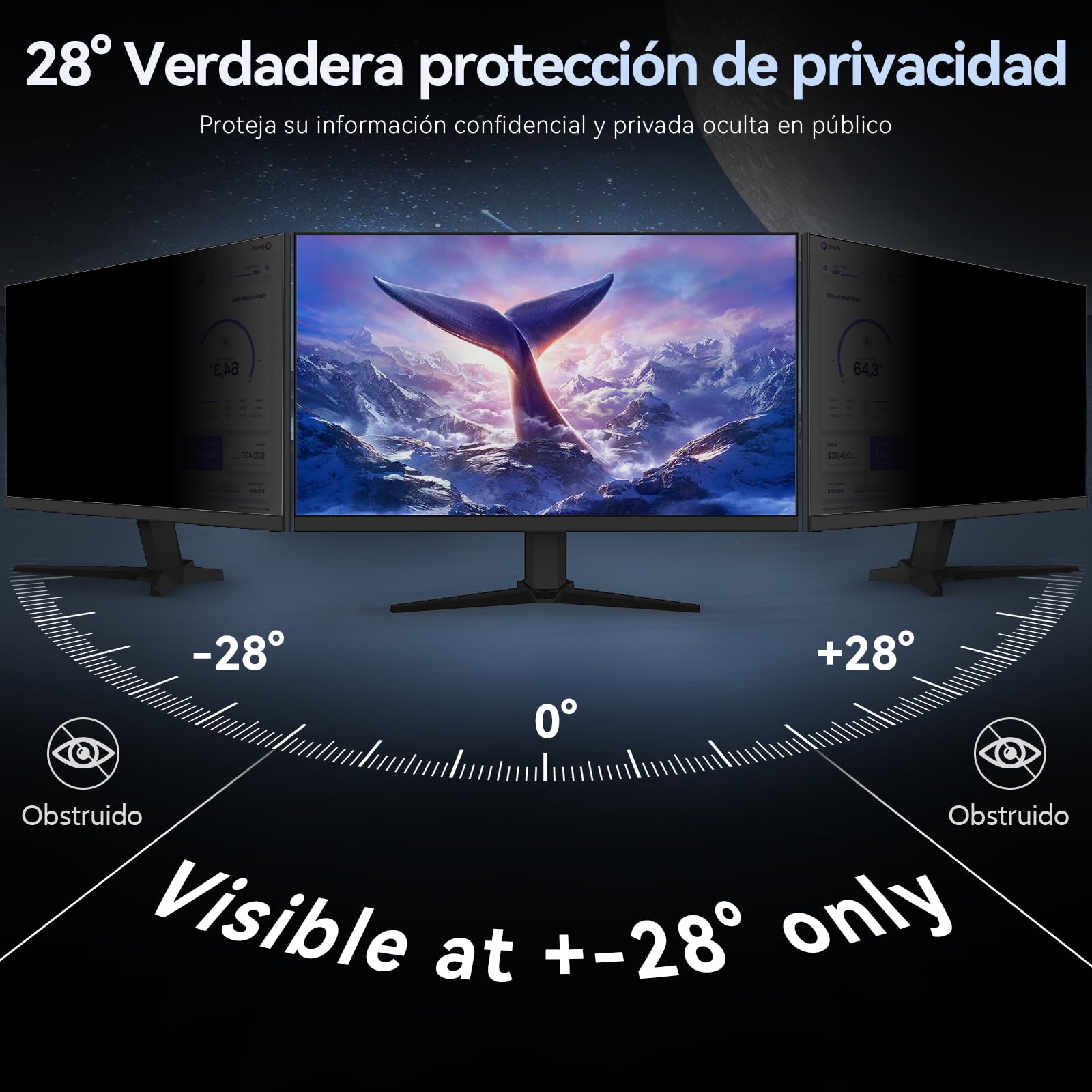 Filtro Pantalla Privacidad para Ordenador 23.8 Pulgadas Relación de Aspecto 16:9，Protector de Monitor Antirreflejos de Luz Azul, Film de Privacy Antiespias Compatible con Lenovo/HP/Dell/Acer/Samsung