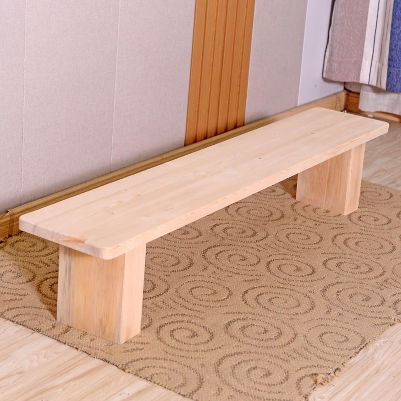 Asian Natural Wood Kitchen Entryway Bench, Farmhouse Indoor Wooden Living Room Dining Bench, Oriental Style Wooden Bench