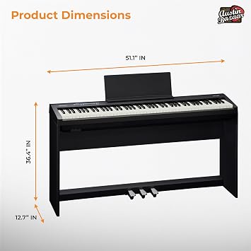 Roland FP-30X 88-Key Digital Piano - Black Bundle with KSC-70 Stand, KPD-70 Three Pedal Unit, Bench, Online Lessons, Austin Bazaar Instructional DVD, and Polishing Cloth