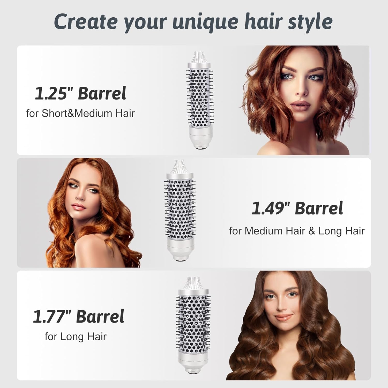 Sonew Heated Round Brush, Women's Thermal Curling Brush, Quick Volumizing Curling Brush, Detachable Portable Dual Voltage Design, Includes Storage Pouch and Hair Clips, Champagne Gold