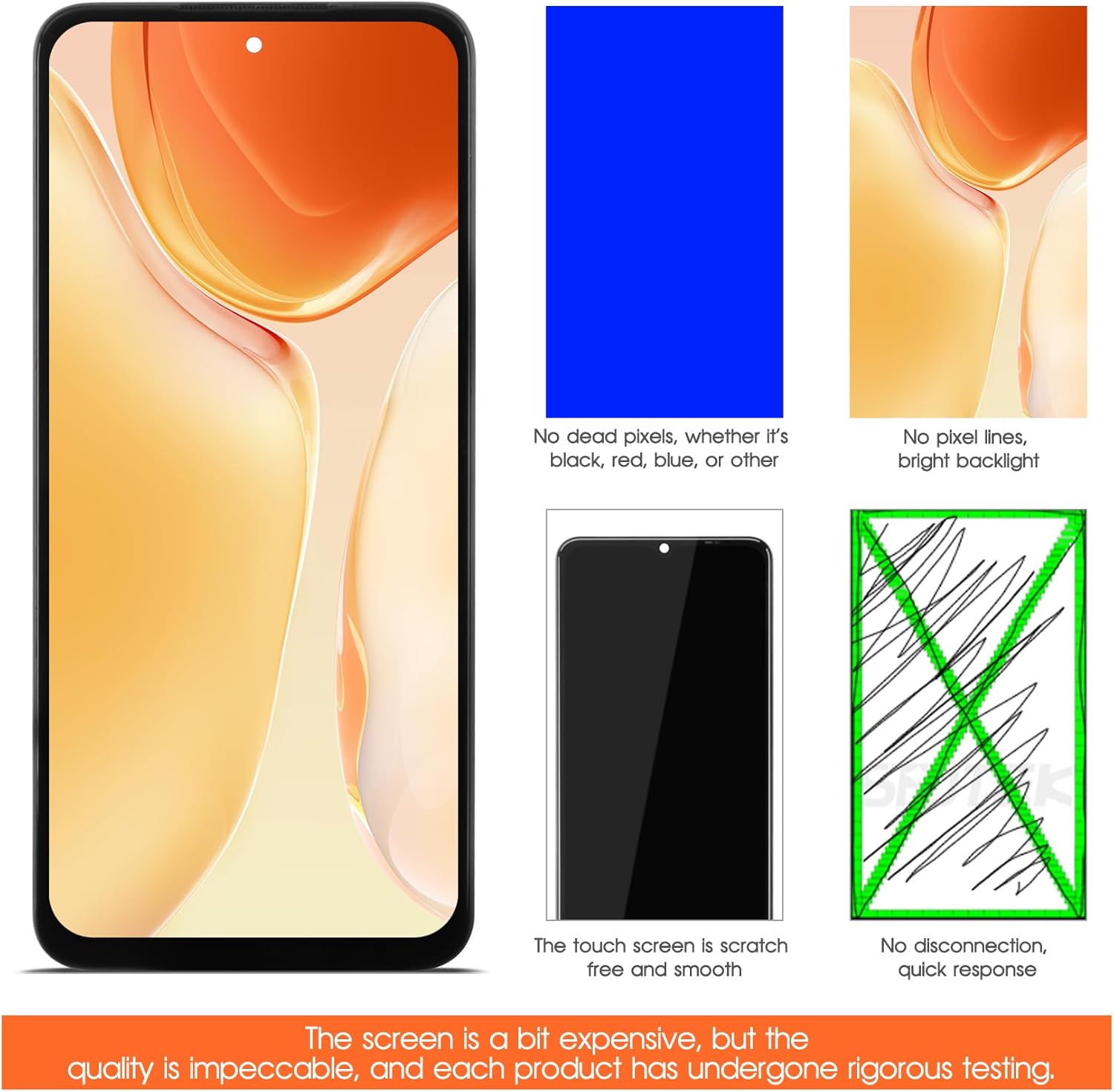 Screen for Xiaomi Redmi Note 10 5G Screen Replacement for Xiaomi Poco M3 Pro 5G LCD Screen for Redmi Note 10T 5G Touch Display Digitizer Assembly Repair Parts with Frame（Not Fit Note 10 Pro/Note 10）