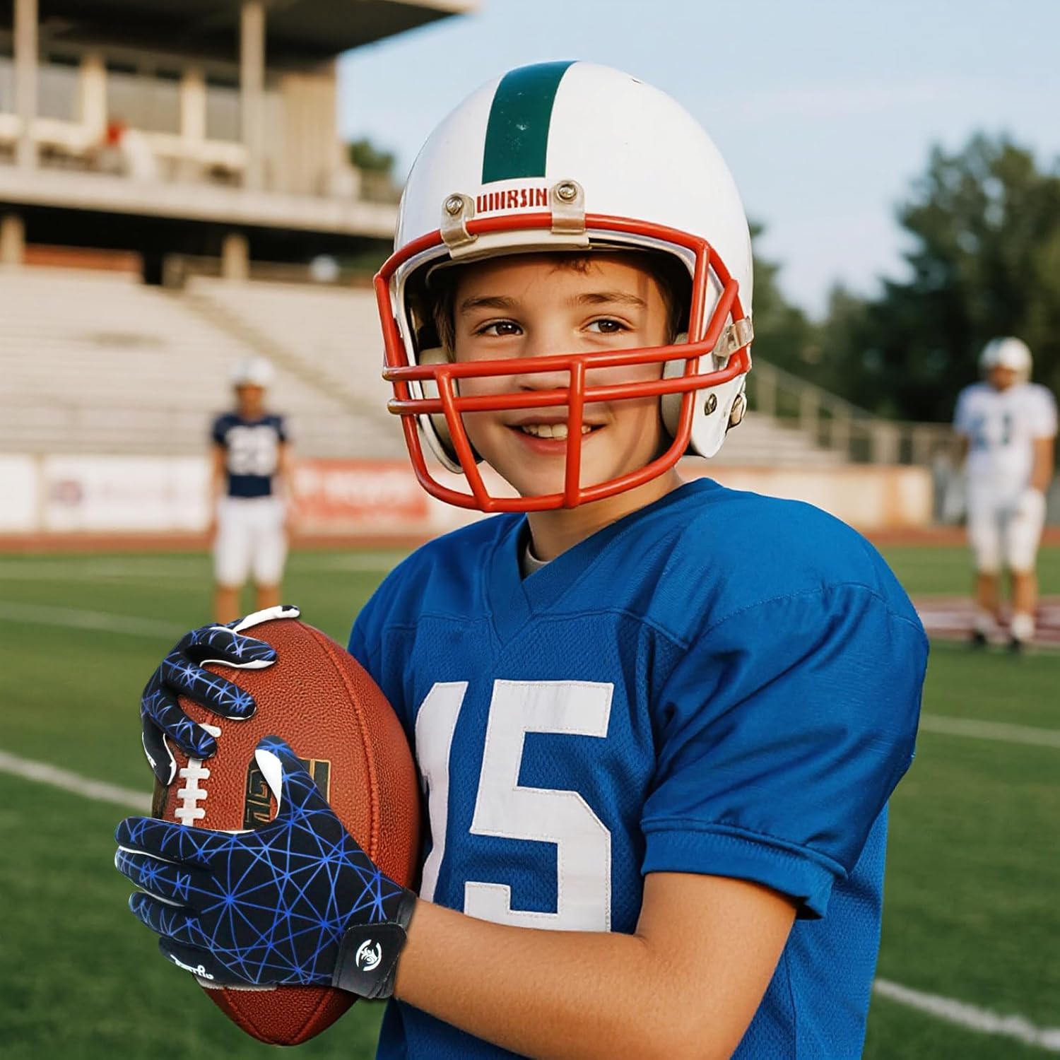 Youth Football Gloves, Sticky Silicone American Football Receiver Gloves, Super Grip Rugby Gloves Comfortable Fit for Youth & Kids - Image 8