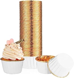 Aluminum Foil Cupcake Wraps - 100 Pieces, Cupcake Wraps, Cupcake Wraps, Disposable Baking Mugs for Birthday, Wedding, Christmas Party, Parties
