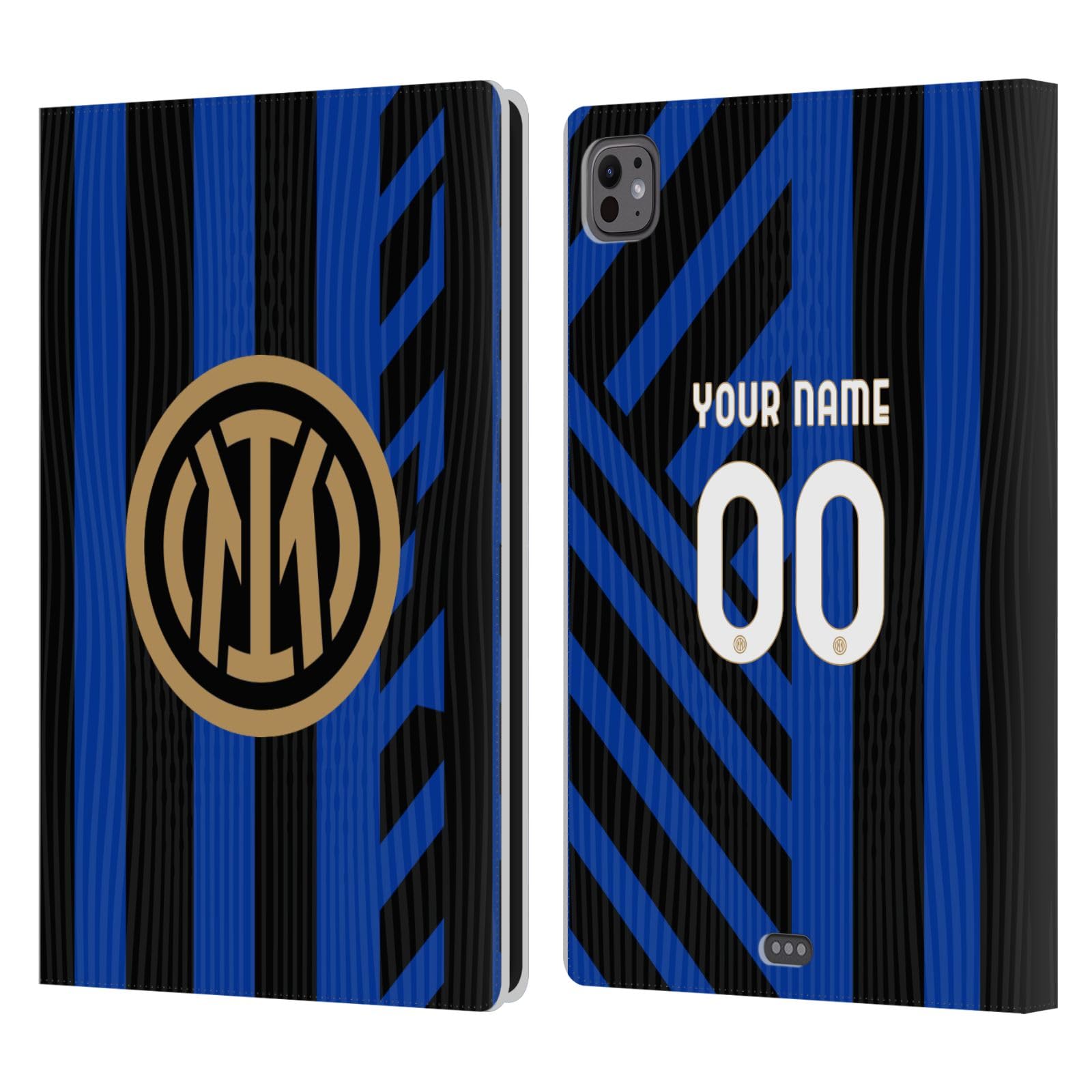 Head Case Designs Officially Licensed Custom Customized Personalized Inter Milan Home 2024/25 Kit Leather Book Wallet Case Cover Compatible with Apple iPad Pro 11 M4 2024