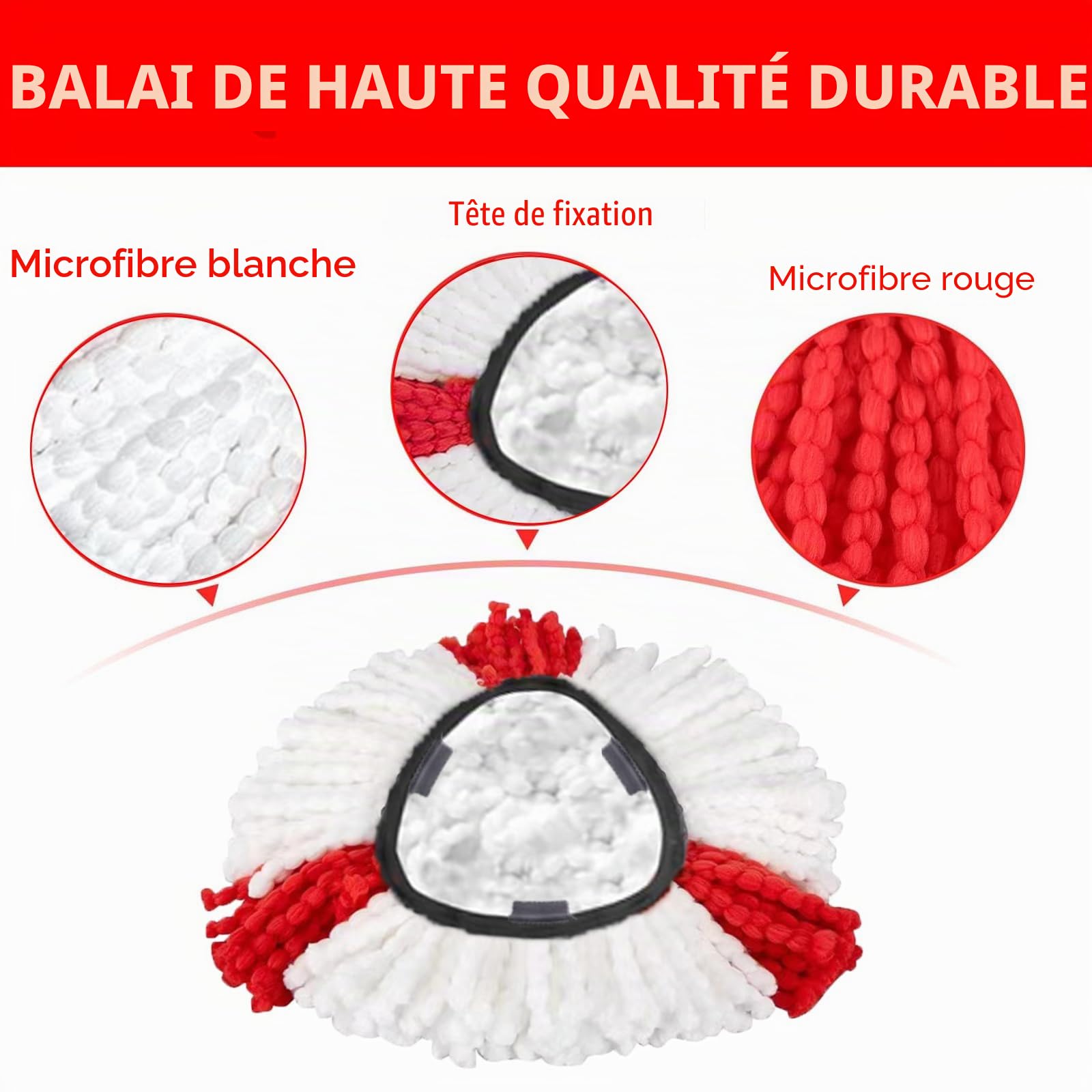 Lot de 6 Têtes de Rechange Compatibles avec Vileda Turbo Serpillière, Recharges Balai Microfibre Compatibles avec Vileda 2en1,EasyWring & Clean, Forme Triangulaire pour Nettoyage du Sol