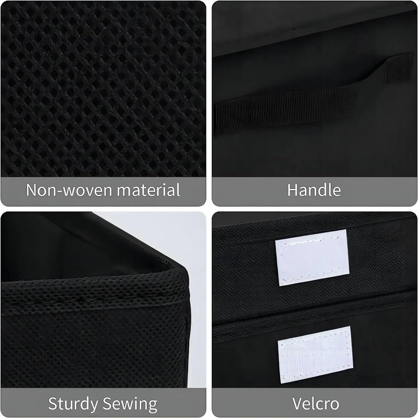 2 Scatole Portaoggetti Pieghevoli Con Coperchio | Contenitori organizer in tessuto nero con maniglia (38x25x25 cm) for vestiti, libri, scaffali, ufficio