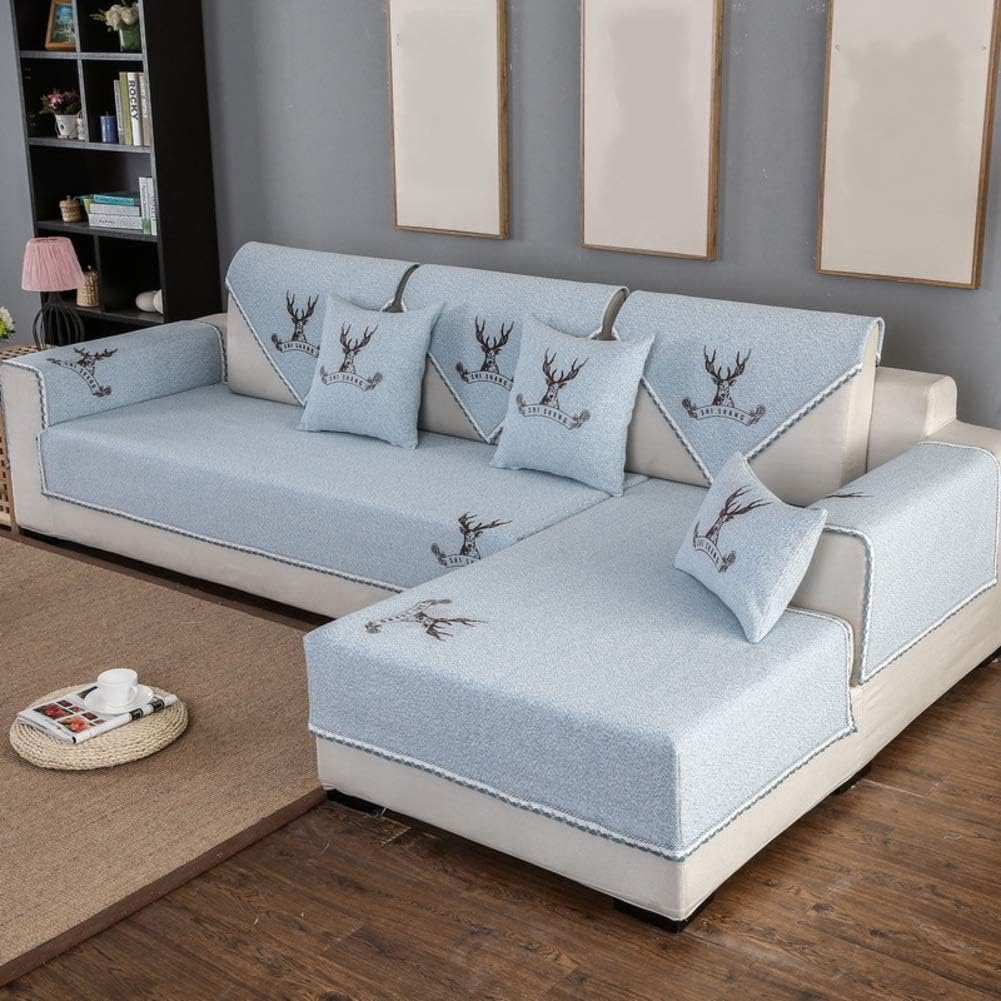 Linen Anti-Slip Quilted Sofa Furniture Protector for Pets Kids All Season Sectional Sofa Throw Cover Pad Modern Sofa Throw Slipcover Sold by Piece