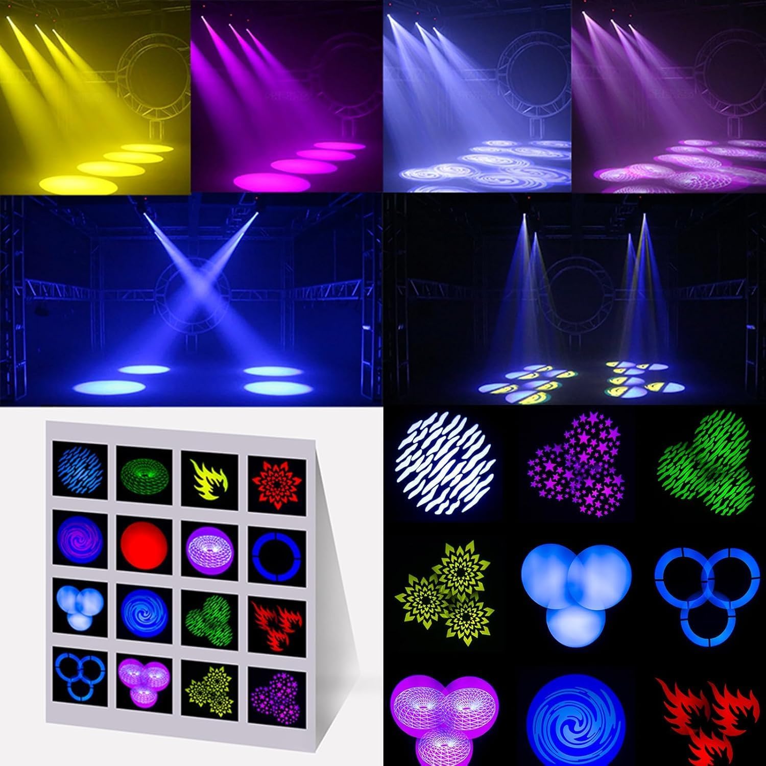 Various color and gobo lighting effects