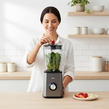 JATA JEBT1500 1.5 Litre 2-Speed + Turbo Blender Stainless Steel Body Stainless Steel Serrated Blade Ice Crusher Anti Slip Feet 1500W
