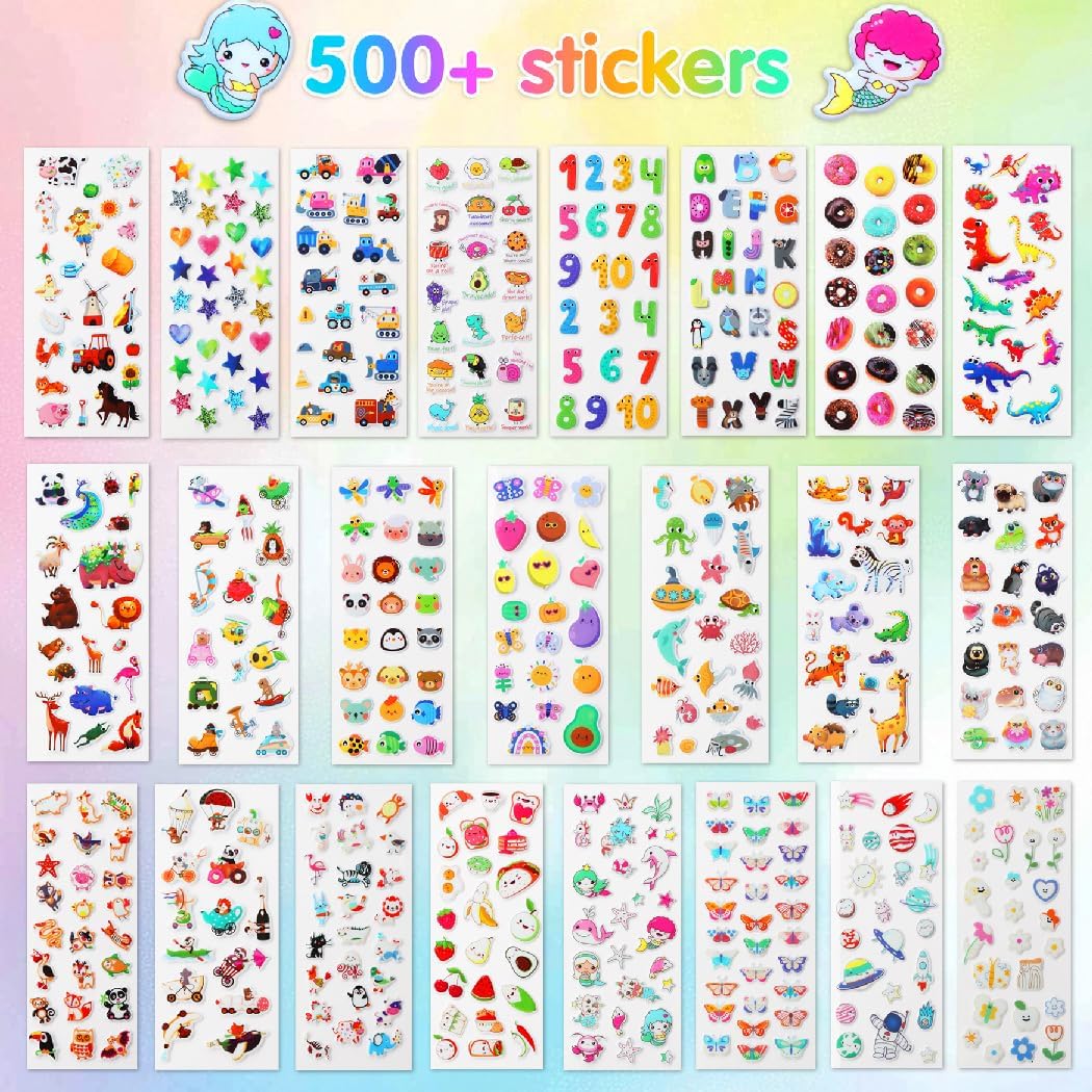 Puffy Stickers for Kids Toddlers 3-5 Years, 500+ Reusable Stickers Packs for Kids Classroom and Scrapbooking, 200 in This Pack Glow in The Dark
