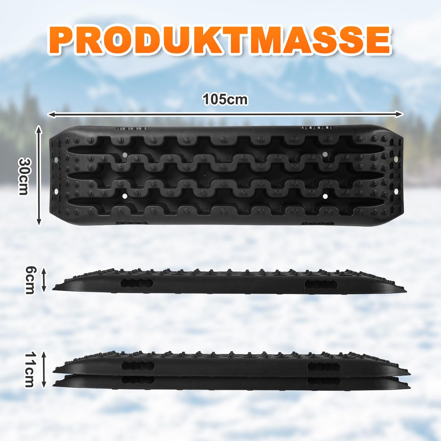 Eulenke Anfahrhilfe Sandbleche Offroad, Anfahrhilfe Wohnmobil,Sandbleche Wohnmobil,Traktionsmatte für PKW LKW Geländewagen,Recovery Board mit Aufbewahrungstasche und Befestigungsstifte（2 Stück）