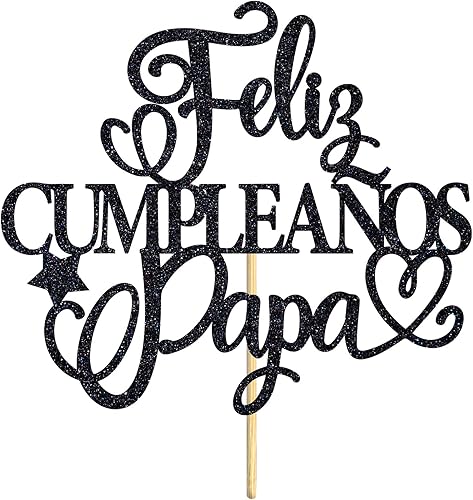 Miniatura 7 de Feliz Cumpleaños Papa Cake Topper, Best Dad Ever, Feliz Día del Padre, Decoración de Fiesta de Cumpleaños del Padre, Suministros de Decoración Negro
