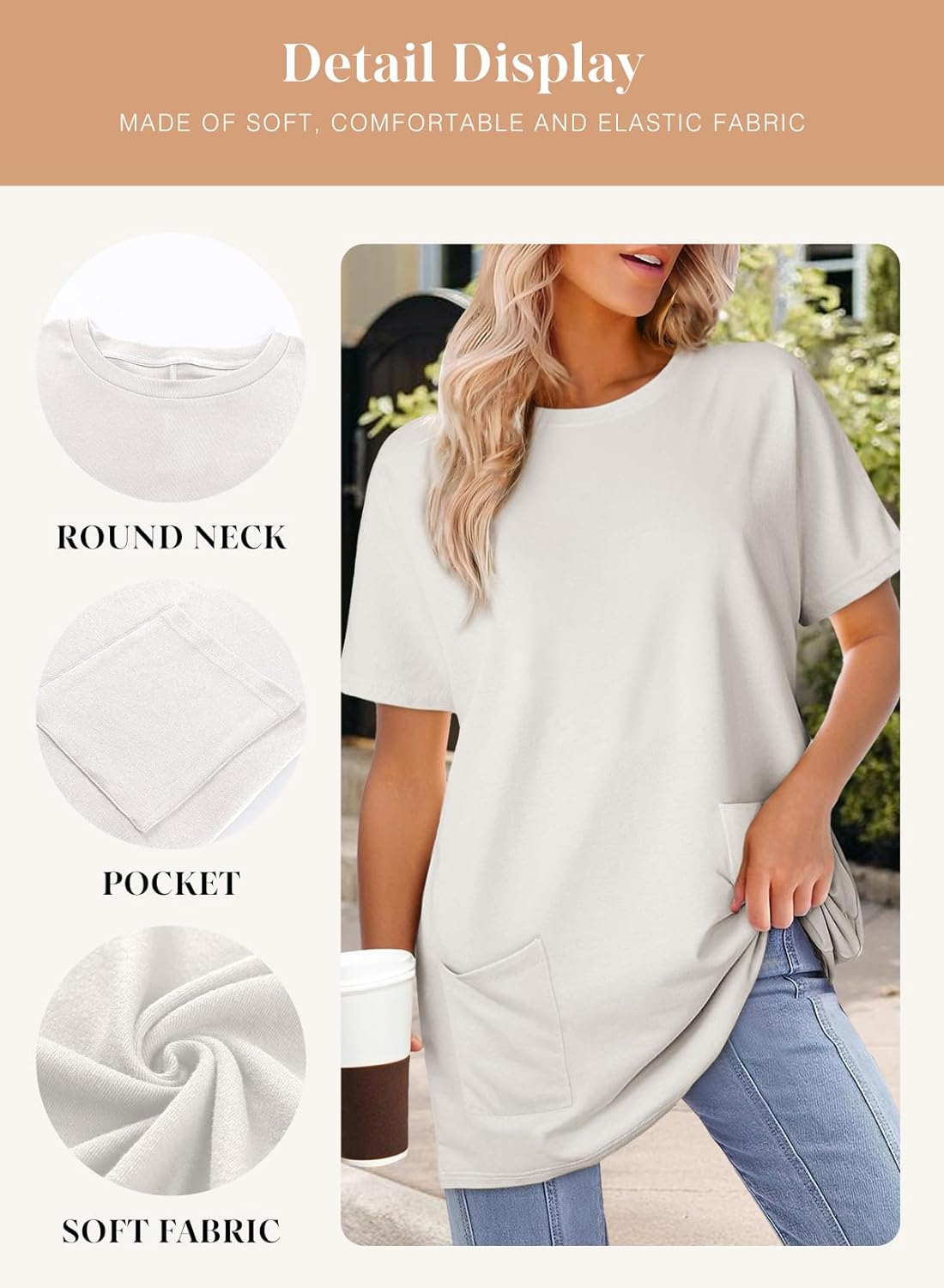 Dokotoo Women's Casual Short Sleeve T-Shirt Dress Loose Fit Shift Tunic with Pockets - Image 7