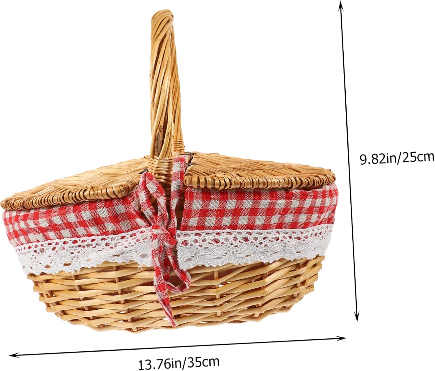 Picnic Wicker Basket Lid Convenient Storage for Bread Fruits and Snacks Lightweight Design Sturdy Handle for Easy Carrying for Outdoor Gatherings and Home Organization