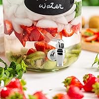 Vista 3 de Cornucopia Brands Push Style Spigots for Beverage Dispenser Carafes (2-Pack), Replacement Lever Pour Spouts, Chrome Design Lock Open