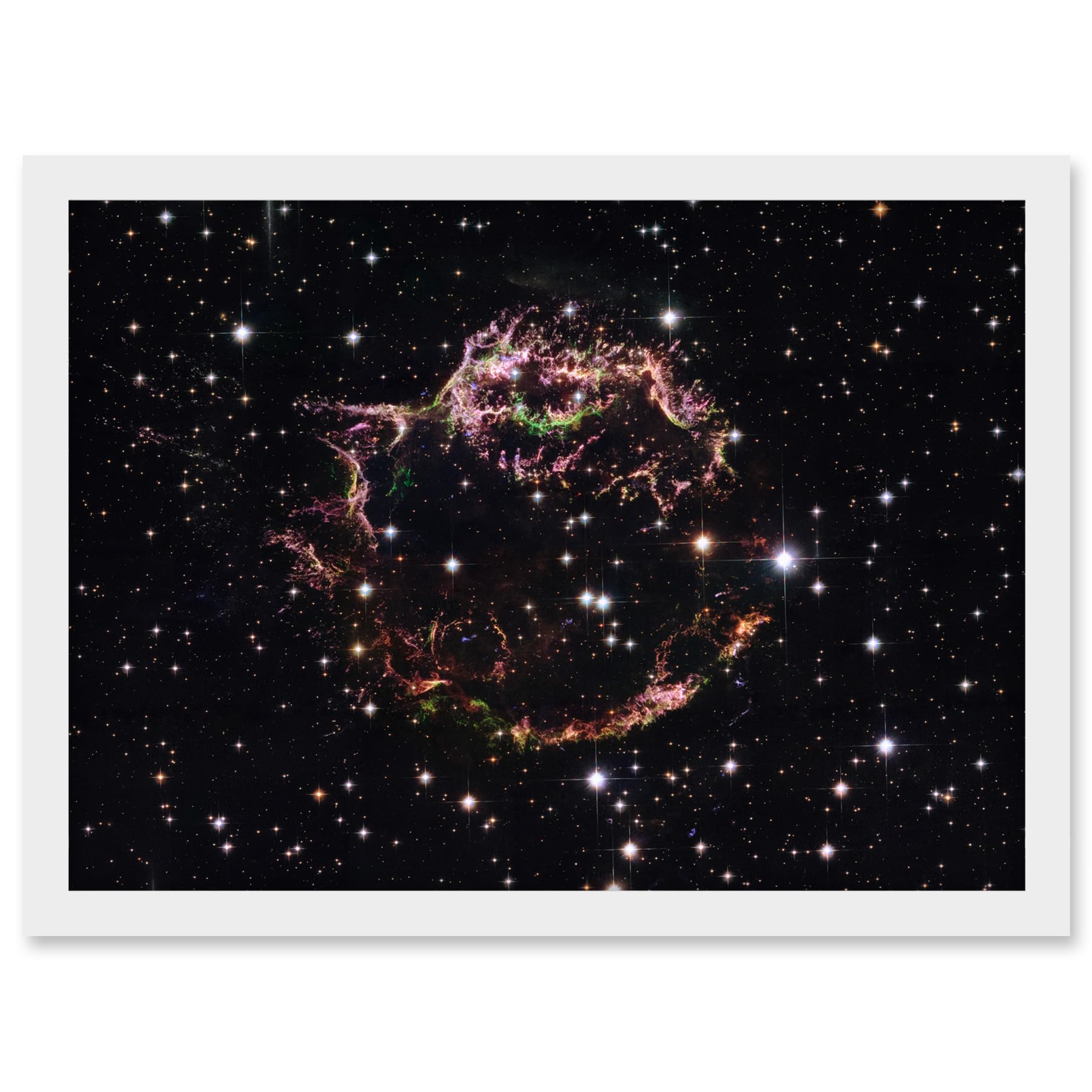Artery8 Hubble Space Telescope Image Supernova Remnant Cassiopeia March 2004 Composite Structure Star Fragments Youngest Stellar Explosion Milky Way Artwork Framed A3 Wall Art Print