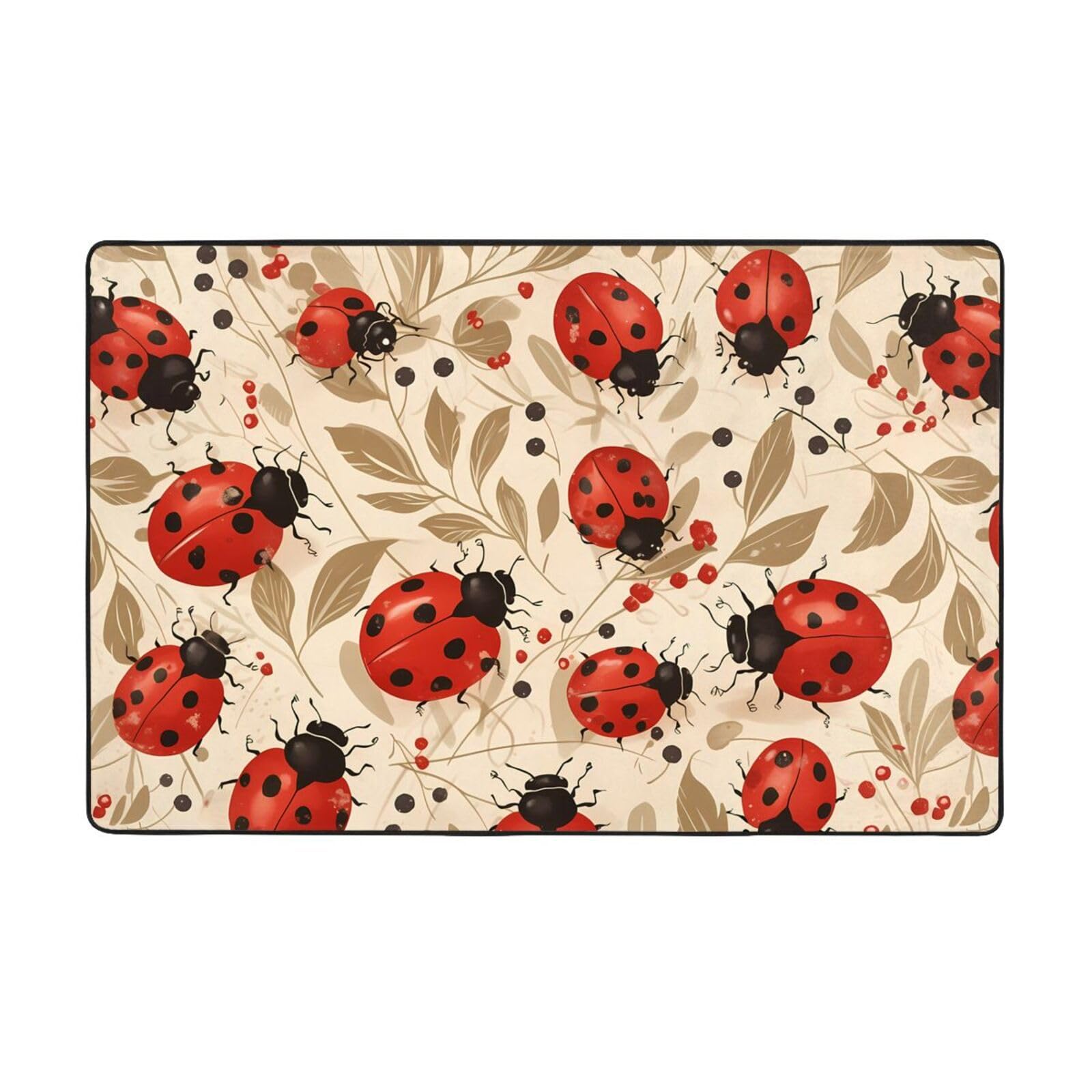Tapis anti-usure motif coccinelles doux pour chambre d'enfant