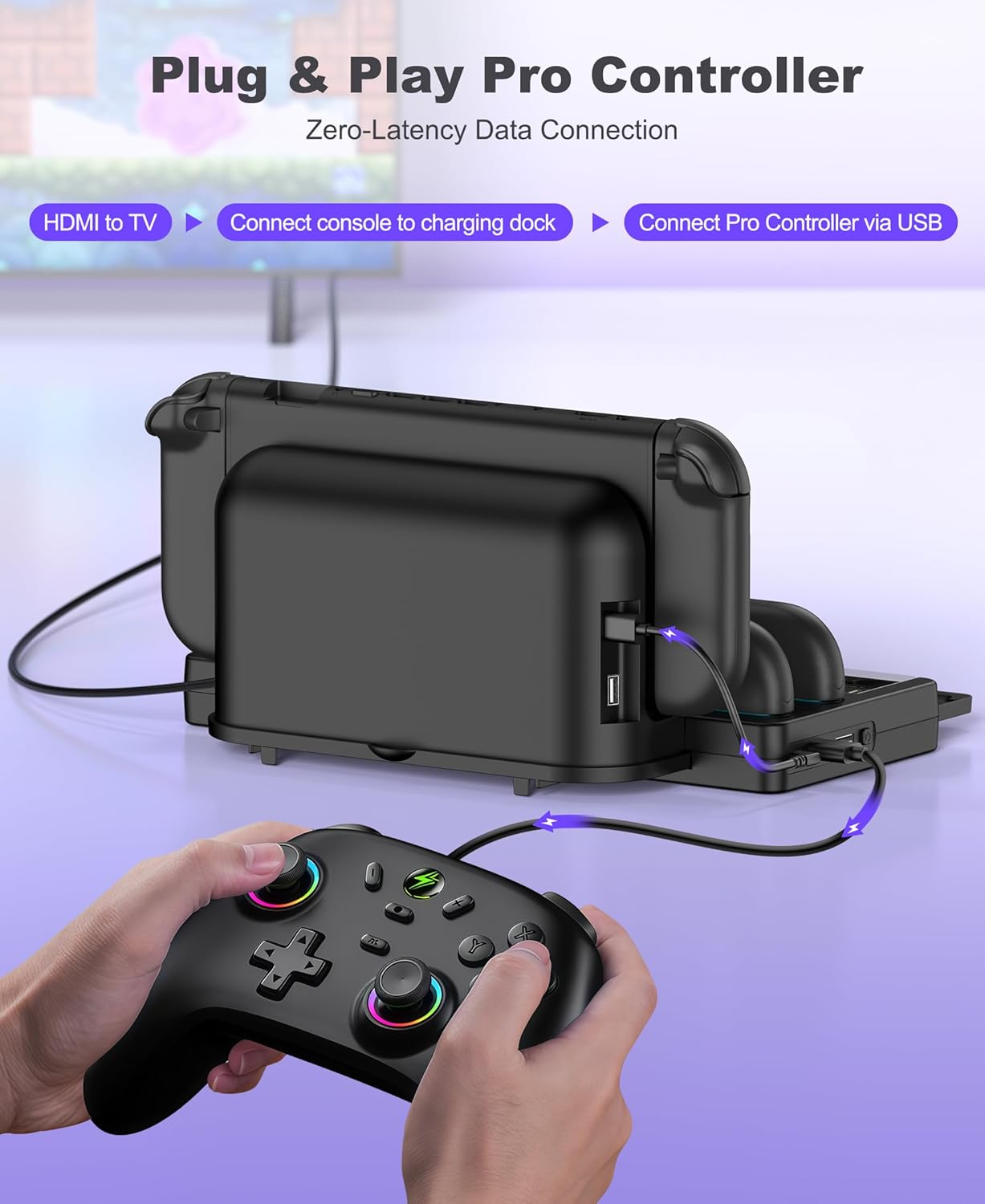 Switch 2 Game Organizer & Charging Station – Charges 4 Joy Cons & Stores 20 Game Cards | Joy-Cons Controller Charging Dock with Sync USB | Compatible Only with Nintendo Switch 2 (2025) - Image 4