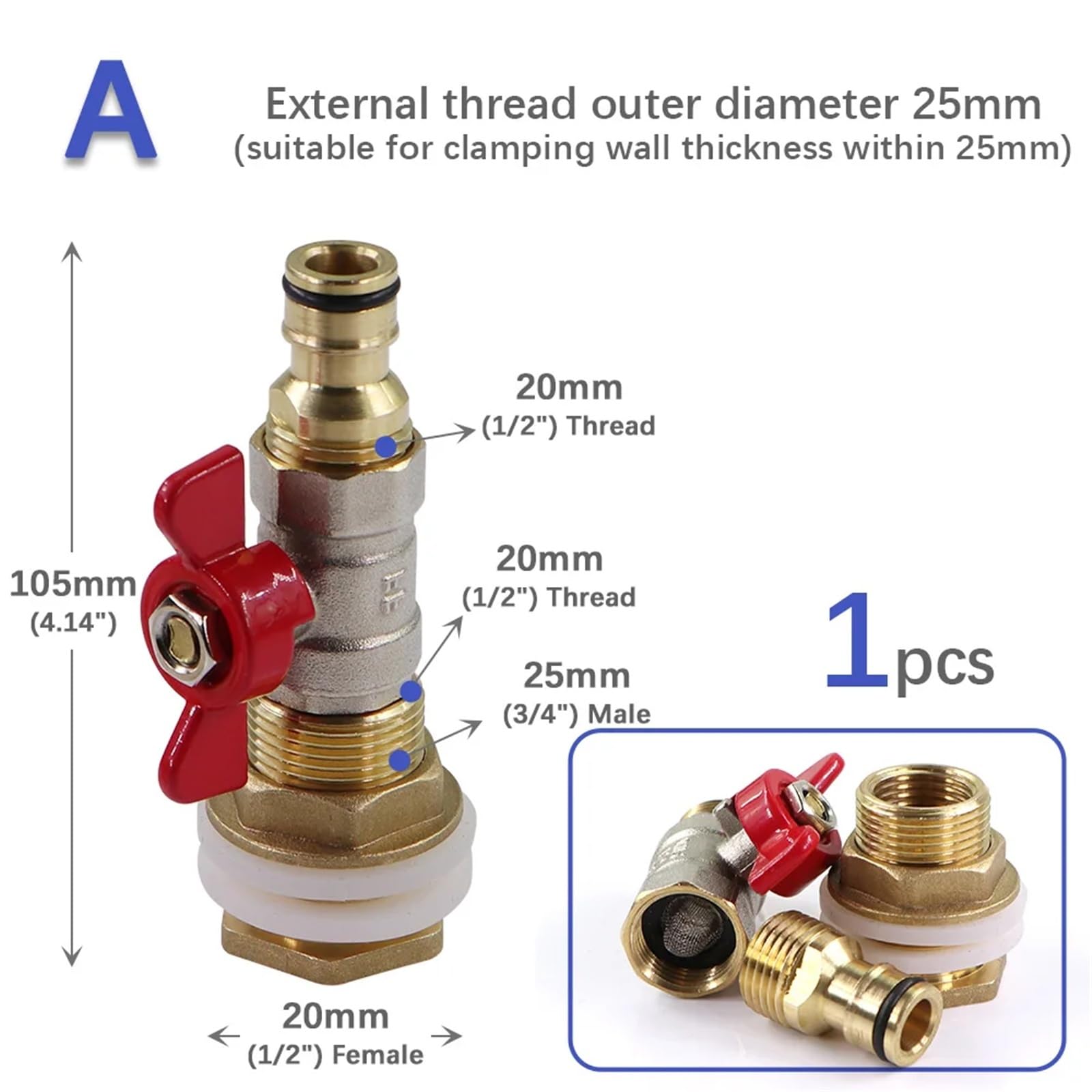 1 zestaw 16 mm mosiężny zawór kulowy złącze do zbiornika na wodę szybkie złącze do nawadniania ogrodu ryby adapter gumowa podkładka sitko siatkowe (A-1 szt.)