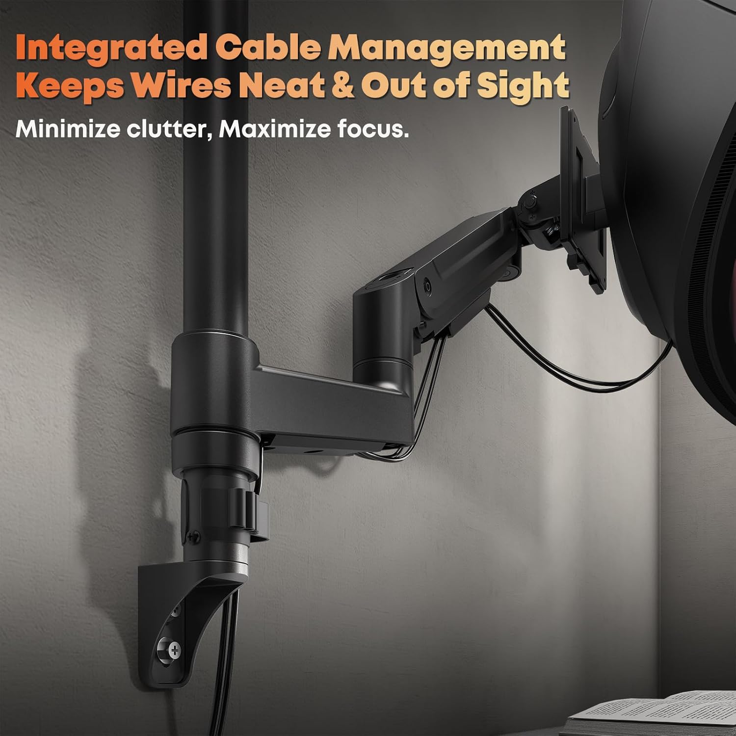 PUTORSEN Dual Monitor Wall Mount for 17-49" Ultrawide Screens,Heavy Duty Fully Adjustable Gas Spring Monitor Arm Holds 44 lbs per Arm,VESA 75/100mm,Space-Saving Desk Solution for Office &Home,Black