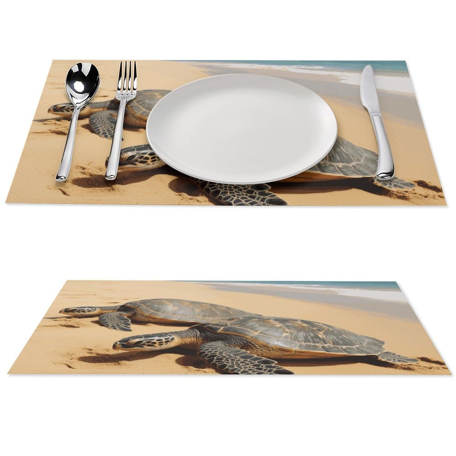 Sets de table antidérapants en vinyle motif tortues mer pour table propre 4 pcs