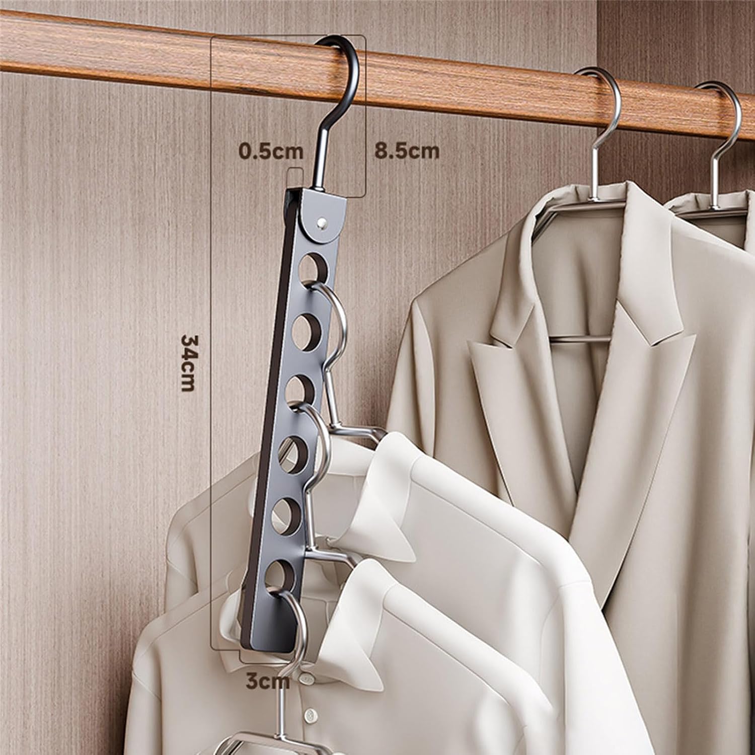 Space Saving Clothes Rack Garment Hanger 6/8 Hooks for Scarves Ties Towels Foldable Storage Closet Essential Space Saving Foldable Garment Rack image 5