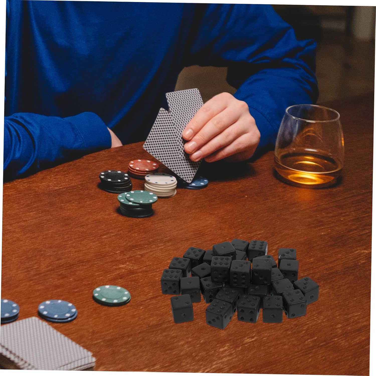 HANABASS 5sets 30pcs Frosted Black Acrylic Dices Portable Game Dice for Board Games Parties and Classroom Activities Lightweight and Easy to Carry 30pcs*5