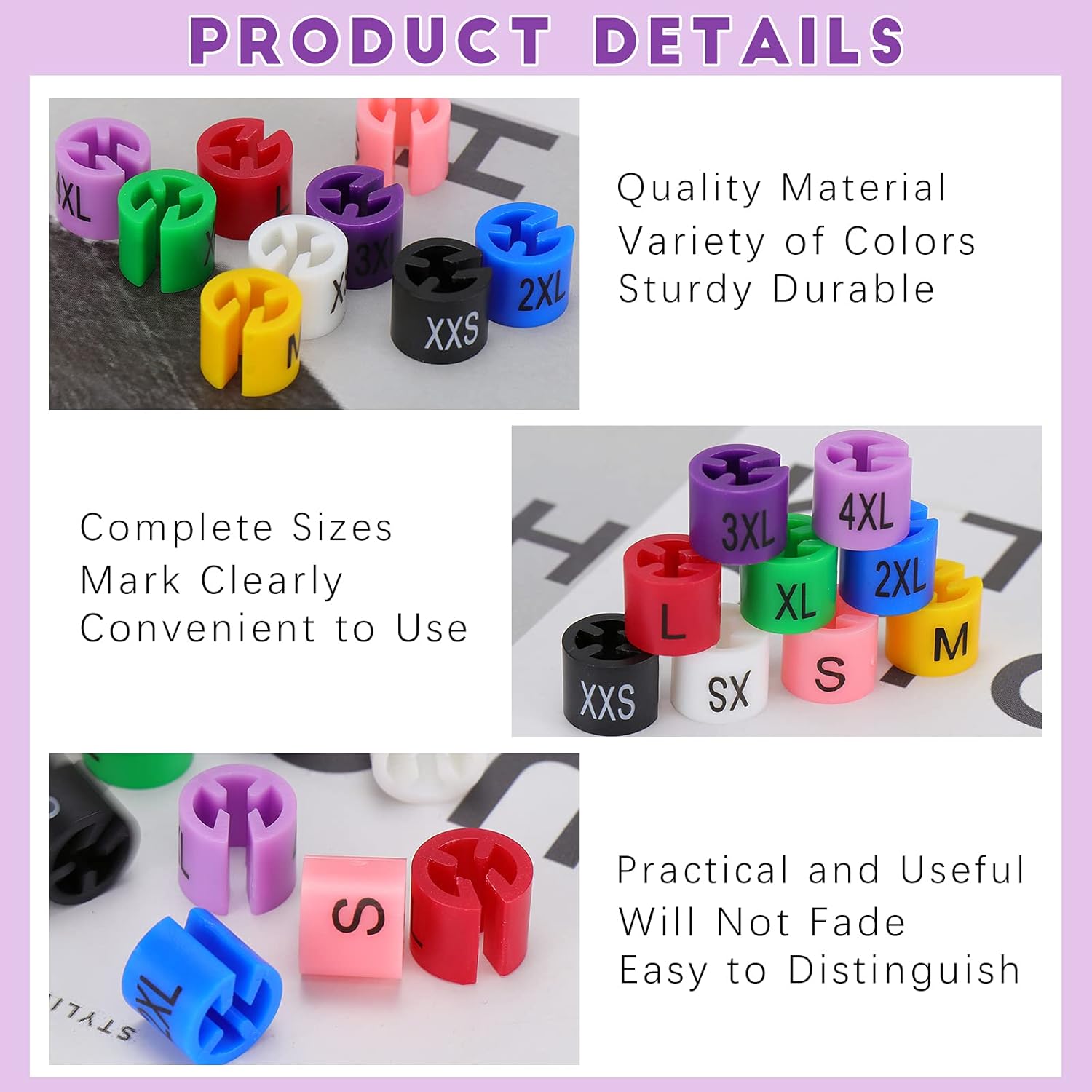 Rеvіеw Dreamtop 450 Pcs Clothes Hanger Size Markers Plastic Clothes Hanger Color-Coding Sizes Tags 9 Color Sizes Markers Assortment Kit ( XXS - 4XL ) for 2-4mm Hanger Hook Diameter with Storage Box