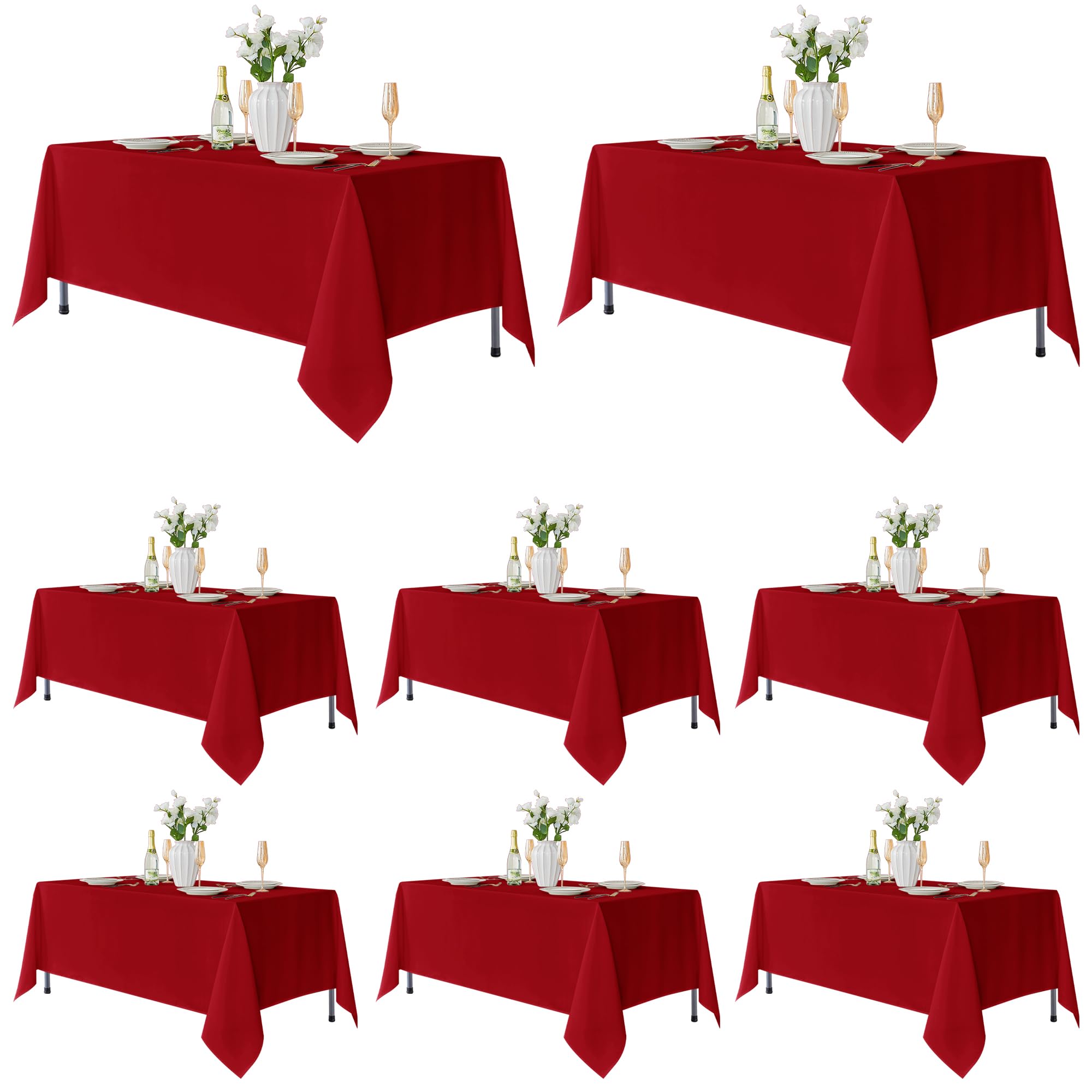 Fitable 8 Pack Red Tablecloths 70x120 Inch for 6-8 Ft Rectangle Tables