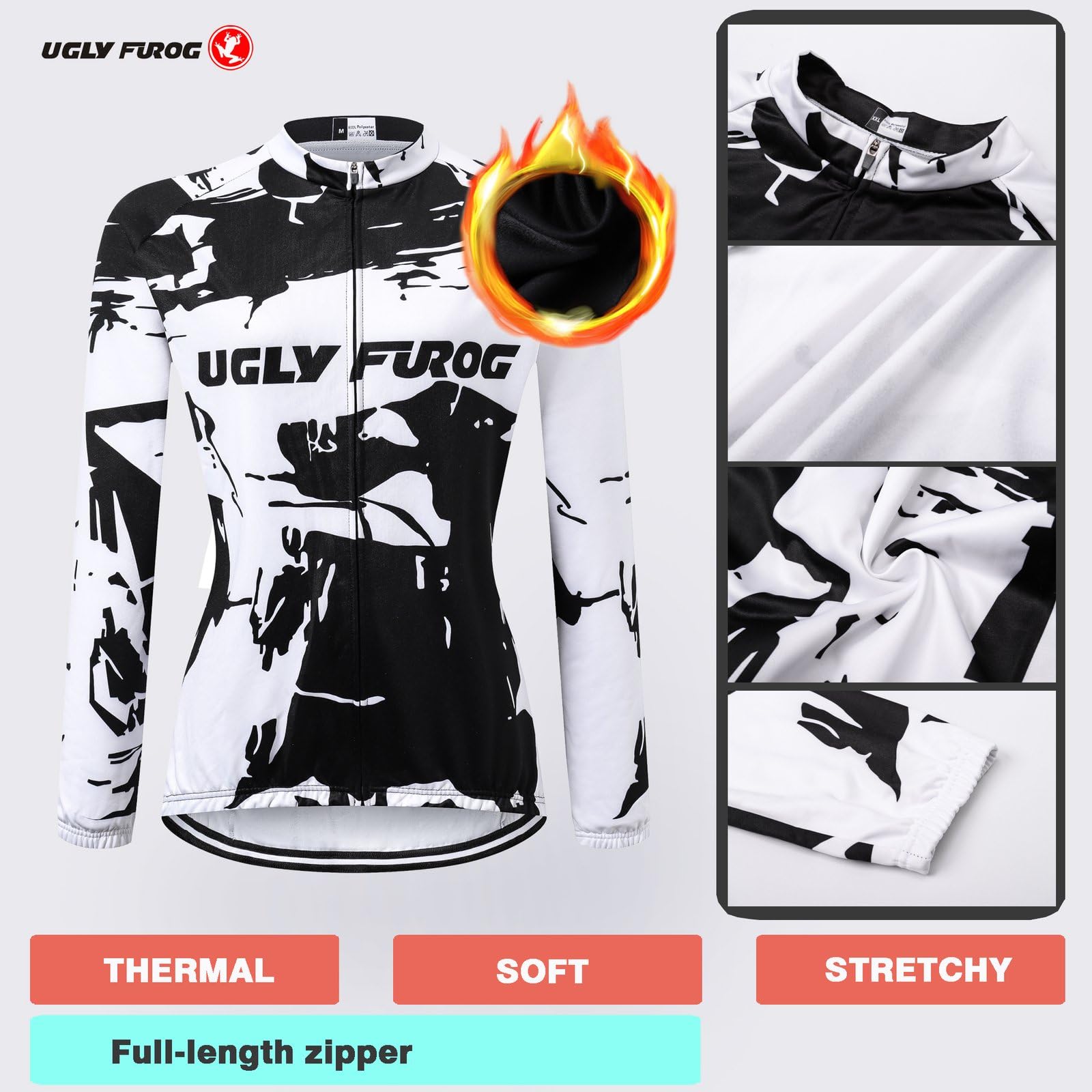 UGLY FROG Invernale Completo Abbigliamento Ciclismo Bici Pile Maglia Tuta Bicicletta +Pantaloni Imbottiti con 3D Gel Pad Traspirante Sportivo