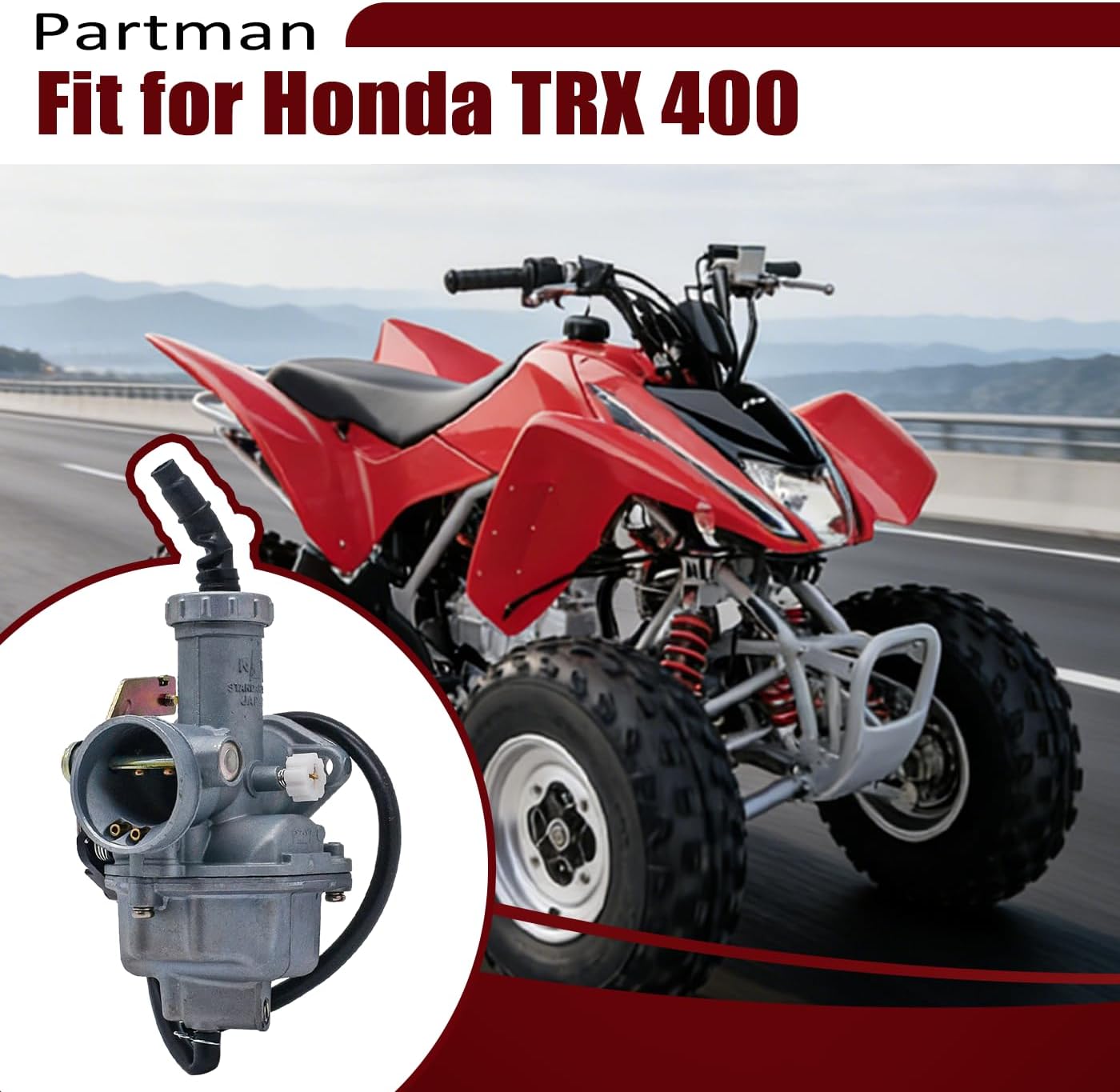 Partman 16100-HN6-003 Carburetor Compatible with Honda TRX250EX TRX 250EX Sportrax 250 2001-2008 with Throttle Cab Air Filter