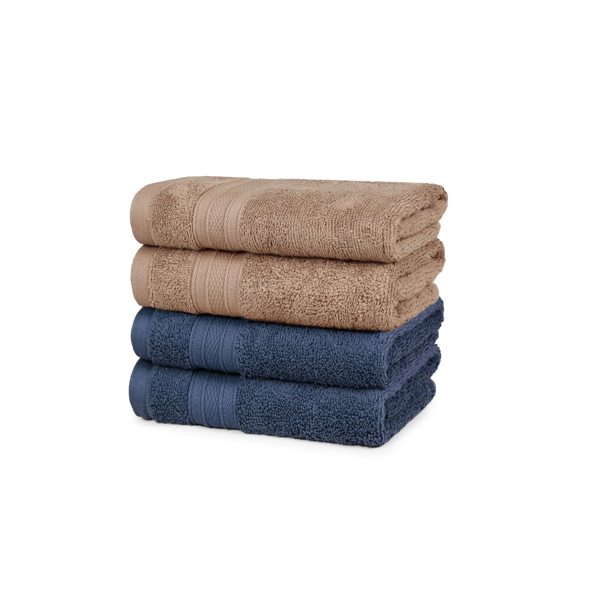 MYTRIDENT Soft Comfort Air Rich Towel 100% Cotton Hand Towel for Daily use, 500 GSM Highly Absorbent Towels for Men/Women, 4Pc Hand Towel Set (41 cm X 66 cm), Acorn and Navy-image-8