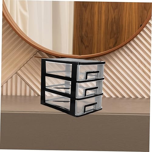 Miniatura 2 de STOBAZA Unidad de almacenamiento de escritorio con 3 cajones, organizador de cajones de plástico, pequeños cajones de almacenamiento de escritorio