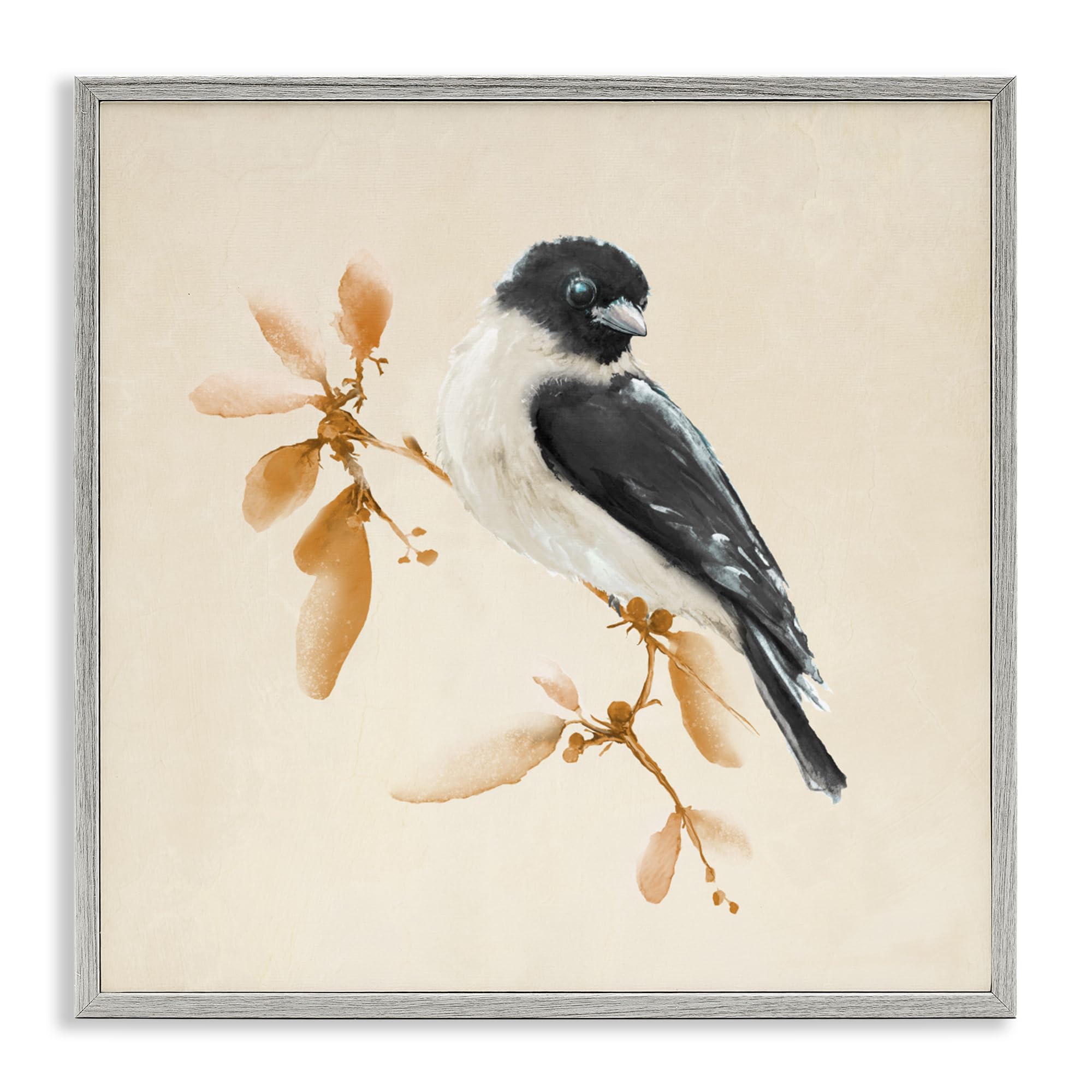 Stupell Industries 'Subtle Watercolor Chickadee', Framed Giclee Art, Gray, 24 x 24 Inches, Easy to Hang and Sturdy, Made in USA, by Diannart