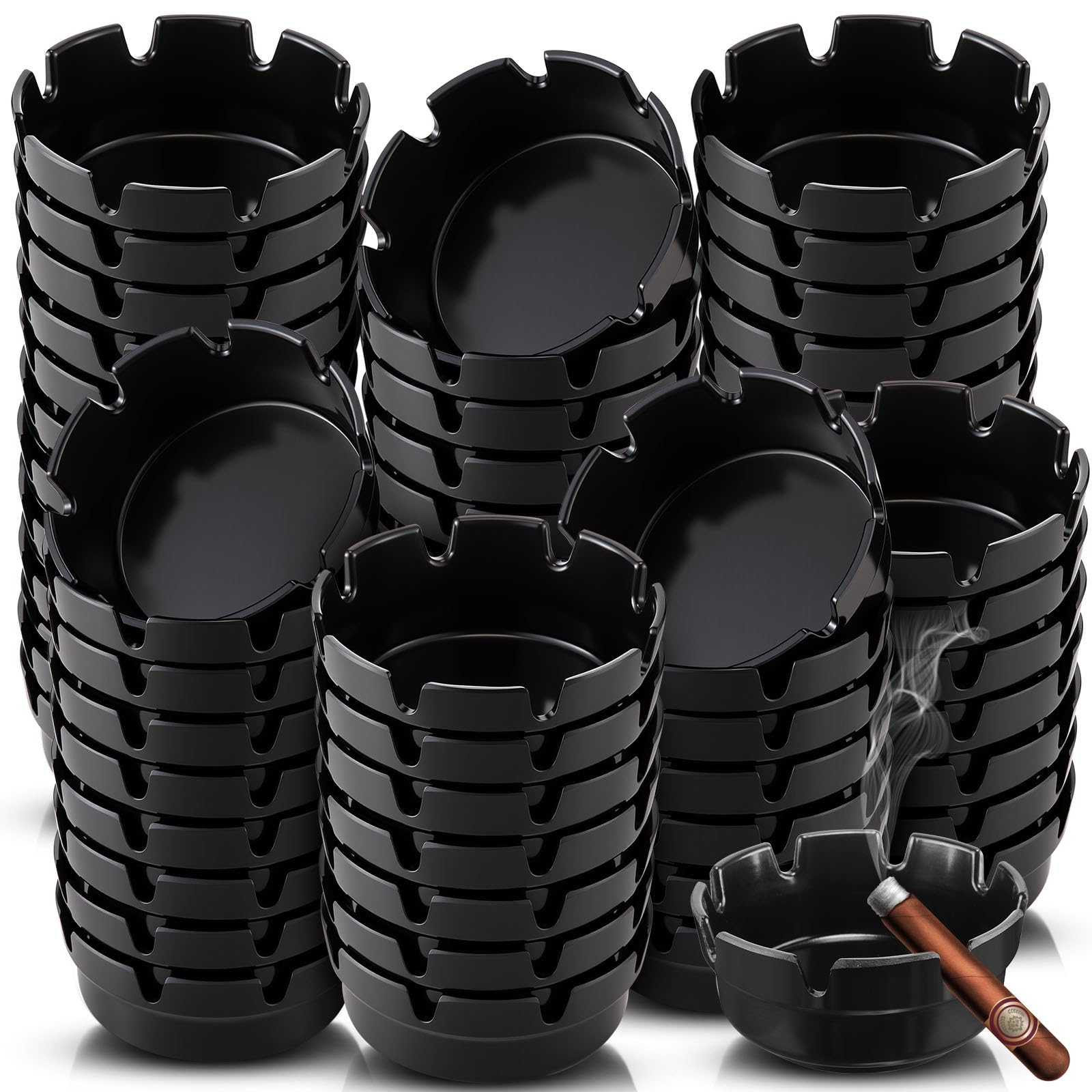 Amazon.com: Reginary 100 Pcs Round Black Plastic Ashtrays Cigar