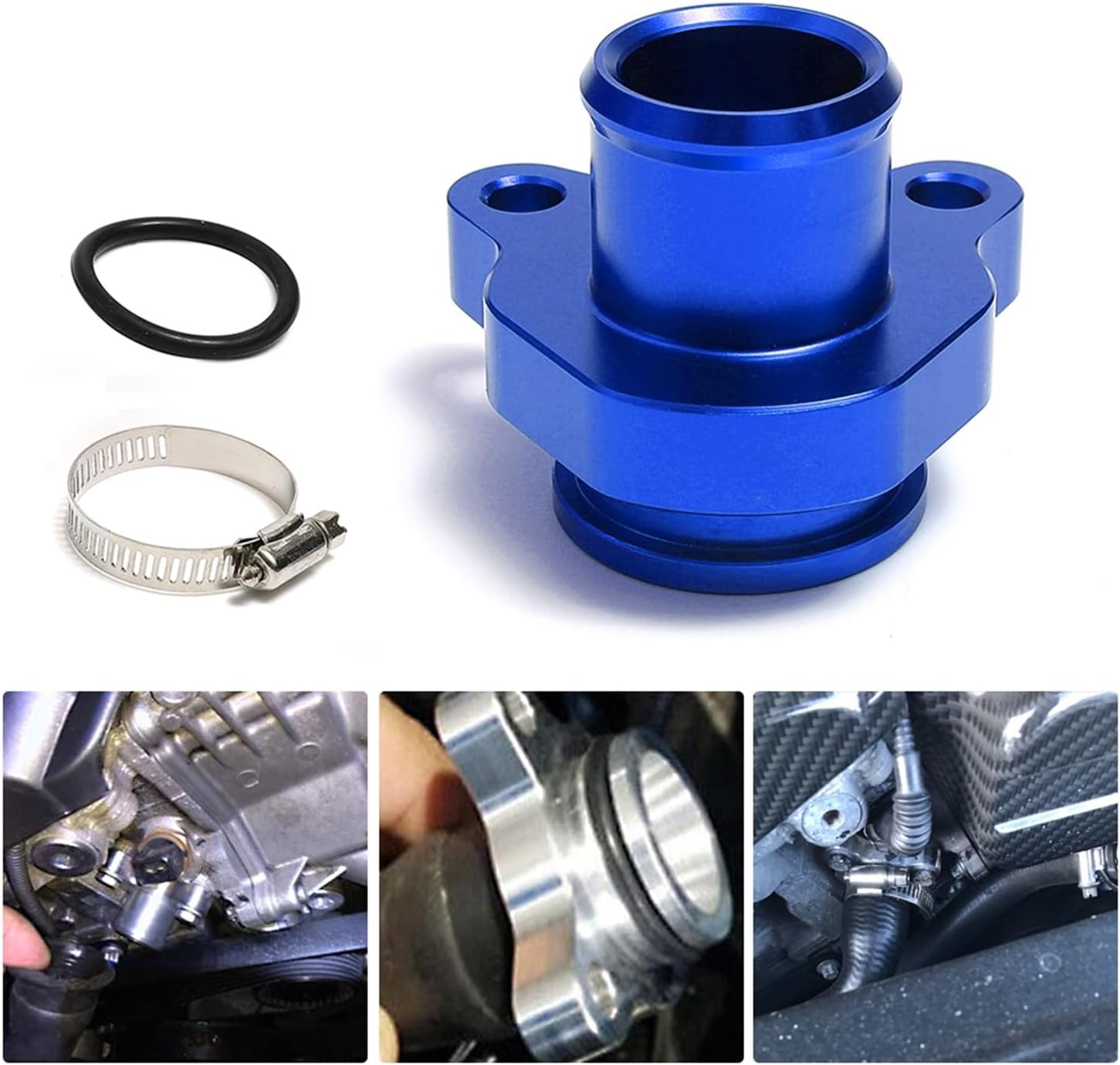 Oil cooler thermostat Aluminum Hose Fitting Replacement Car Replacement Pipe Connector Fit For BMW N54 335i 335 11537541992 11537544638 Mezzanine adapter(Blue)
