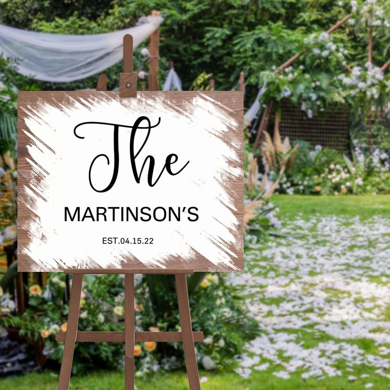 Panneau de bienvenue en bois personnalisé 40x50cm pour livre d'or de mariage